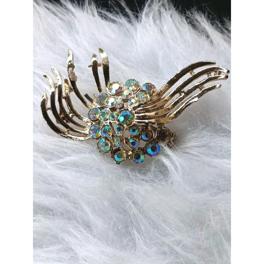 Aurora Borealis Mid Century Brooch Pin - Picture 4 of 5